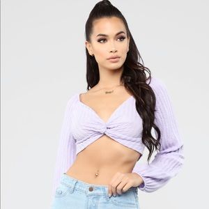 Fashion Nova Sunshine Smile Crop Top - Lavender